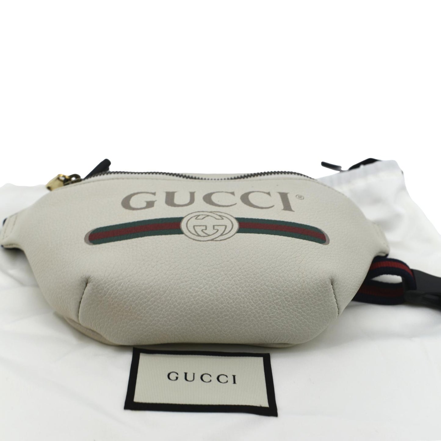 GUCCI Print Small Leather Belt Waist Bum Bag White
