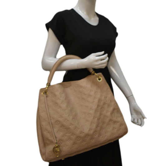 LOUIS VUITTON Artsy MM Empreinte Leather Hobo Bag Dune