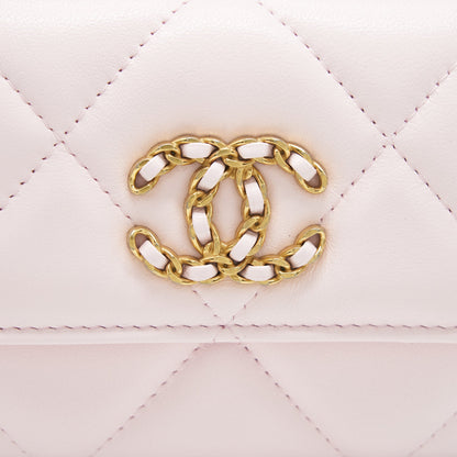 Chanel 19 Flap Cardholder Lambskin Light Pink
