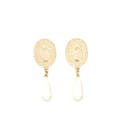 Chanel Pearl Drop Earrings With Crystals