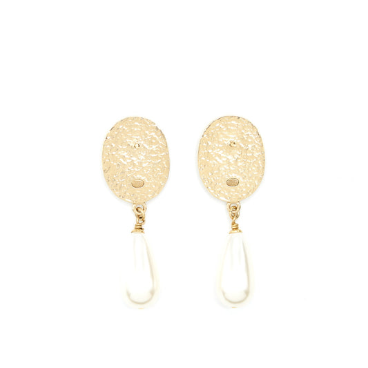 Chanel Pearl Drop Earrings With Crystals