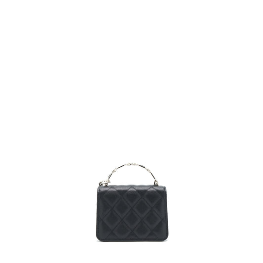 Chanel 22S Giant Chain Top Handle Mini Flap Bag Caviar Black