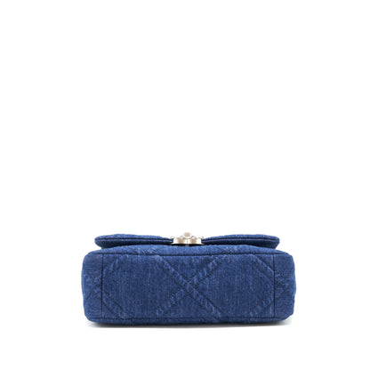 Chanel 22P Small 19 Bag Denim Blue With Gold And Silver Hardware