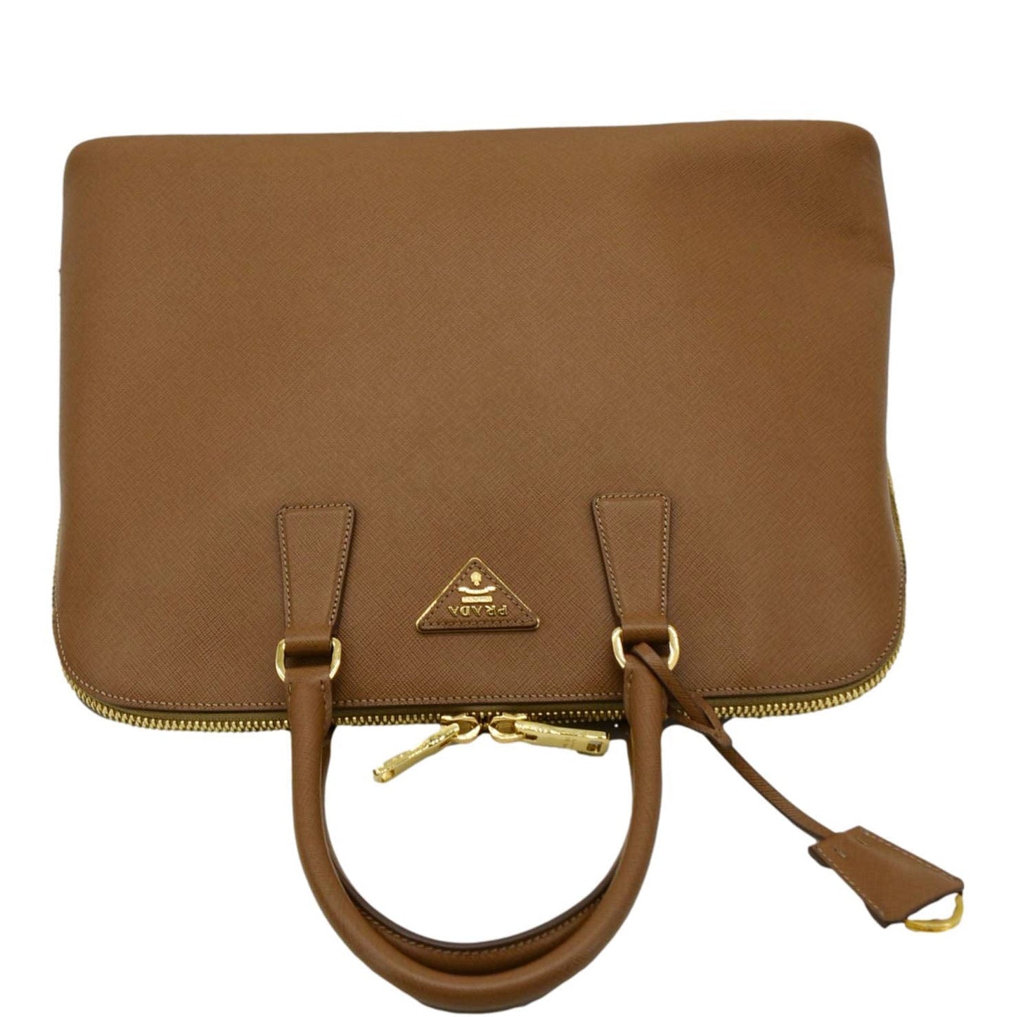 PRADA Promenade Saffiano Leather Satchel Bag Light Brown