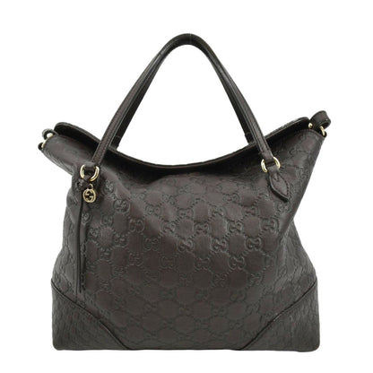 GUCCI Bree Medium Leather Top Handle Shoulder Bag Dark Brown 353120