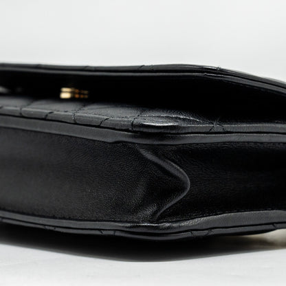 Chanel Pearl Chain Wallet On Chain Lambskin Black L(microchip)