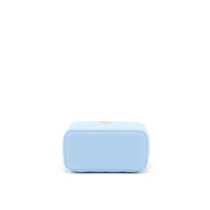 Chanel 22S Long Vanity Case With Letter Handle Caviar Light Blue