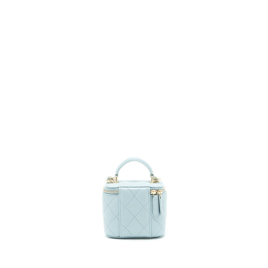Chanel 22S Mini Top Handle Vanity Case Lambskin Light Blue L