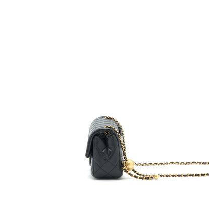 Chanel 22C pearl Crush Mini rectangular Flap Bag Lambskin Black