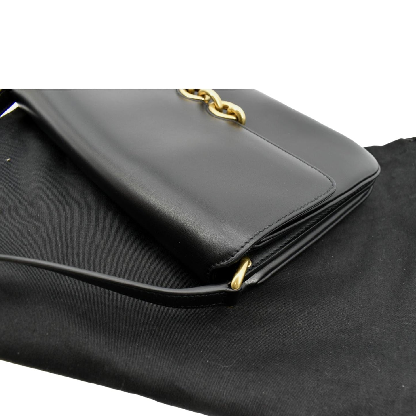 YVES SAINT LAURENT Le Maillon Smooth Leather Shoulder Bag Black