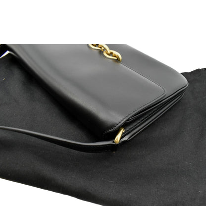 YVES SAINT LAURENT Le Maillon Smooth Leather Shoulder Bag Black