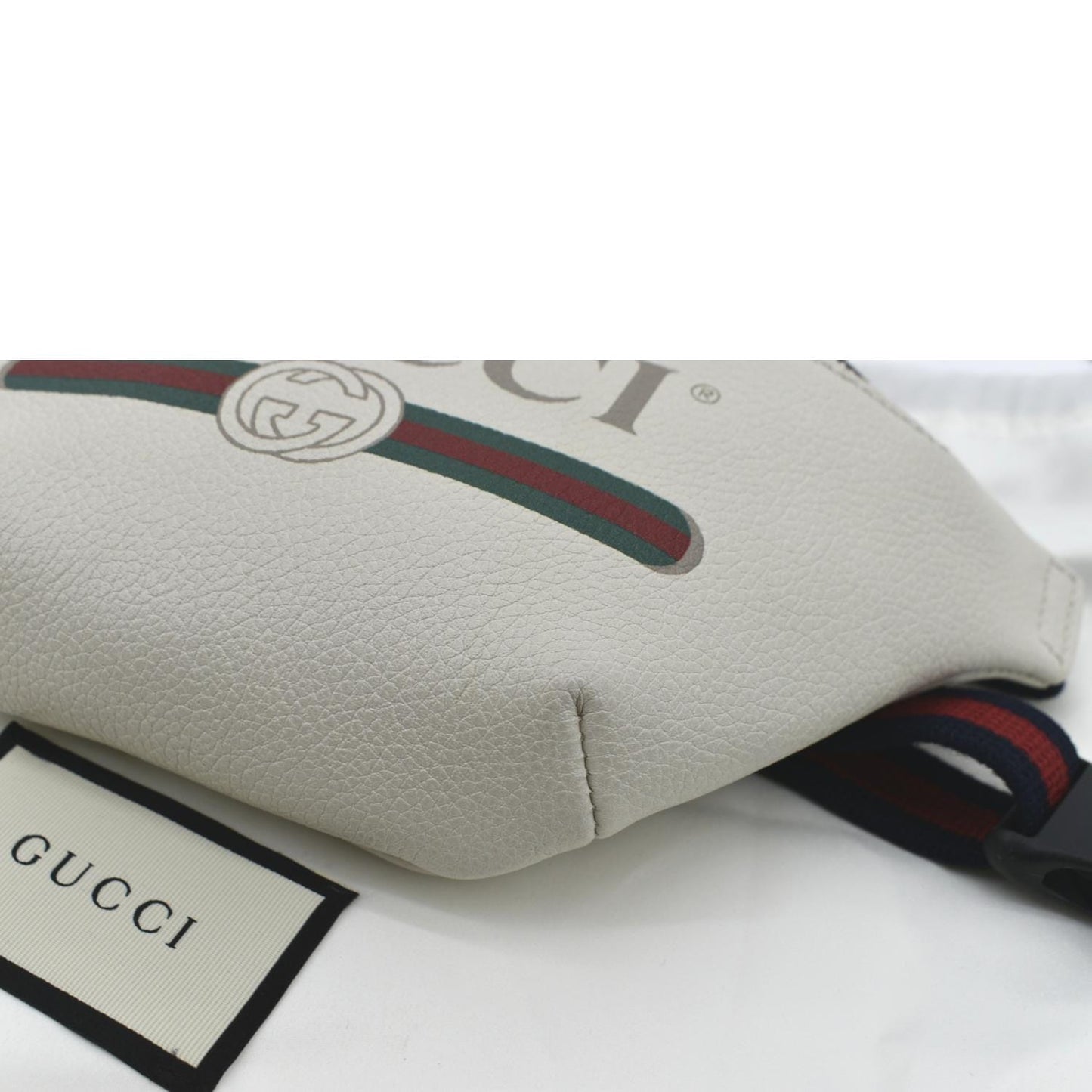 GUCCI Print Small Leather Belt Waist Bum Bag White