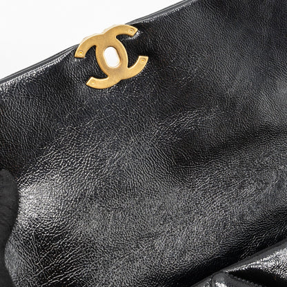 chanel medium 19 bag shiny calfskin black multicolour hardware