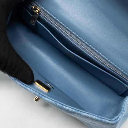 Chanel 22B Mini Rectangular Flap Bag Denim Light Blue L (microchip)