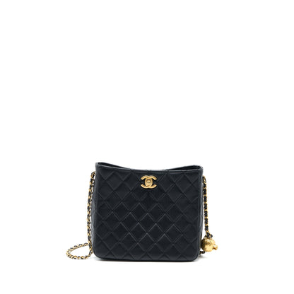 Chanel 23C Pearl Crush Hobo Bag Lambskin Black Brushed  (Microchip)