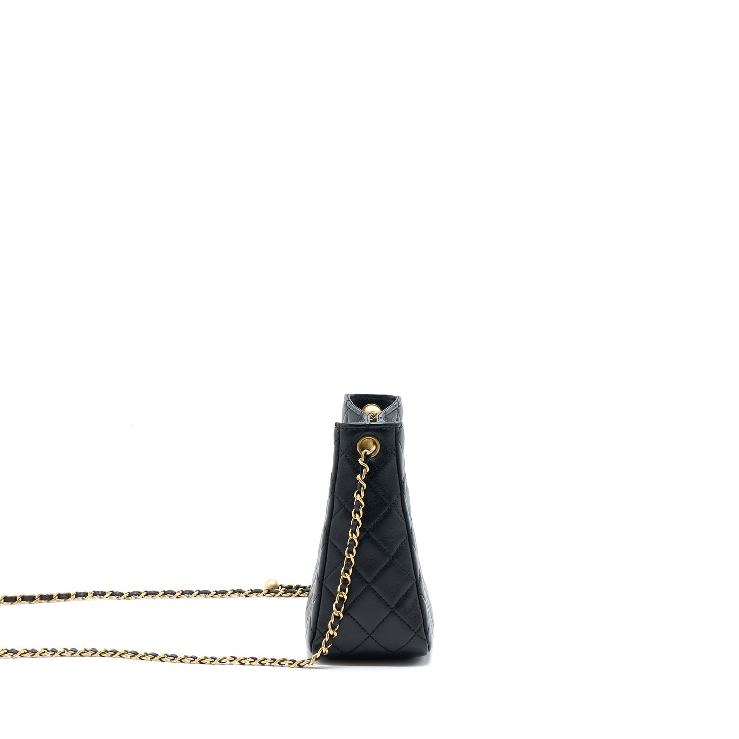 Chanel 23C Pearl Crush Hobo Bag Lambskin Black Brushed  (Microchip)