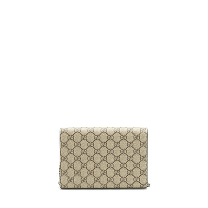 Gucci Dionysus GG Supreme Chain Wallet Beige SHW
