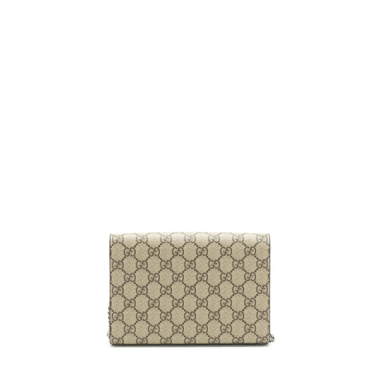 Gucci Dionysus GG Supreme Chain Wallet Beige SHW