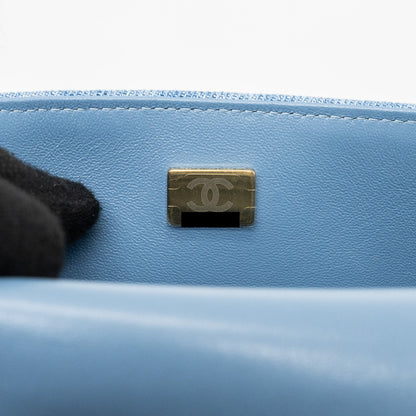 Chanel 22B Mini Rectangular Flap Bag Denim Light Blue L (microchip)