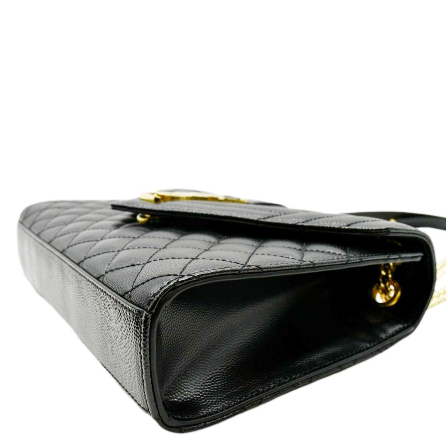 YVES SAINT LAURENT Medium Envelope Leather Chain Shoulder Bag Black