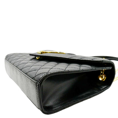 YVES SAINT LAURENT Medium Envelope Leather Chain Shoulder Bag Black