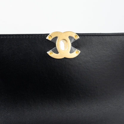 Chanel 24C gold crush mini flap bag calfskin black  (microchip)