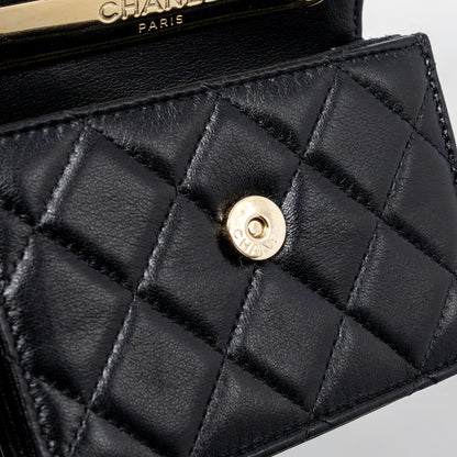 chanel top handle mini flap bag with chain lambskin black L (microchip)