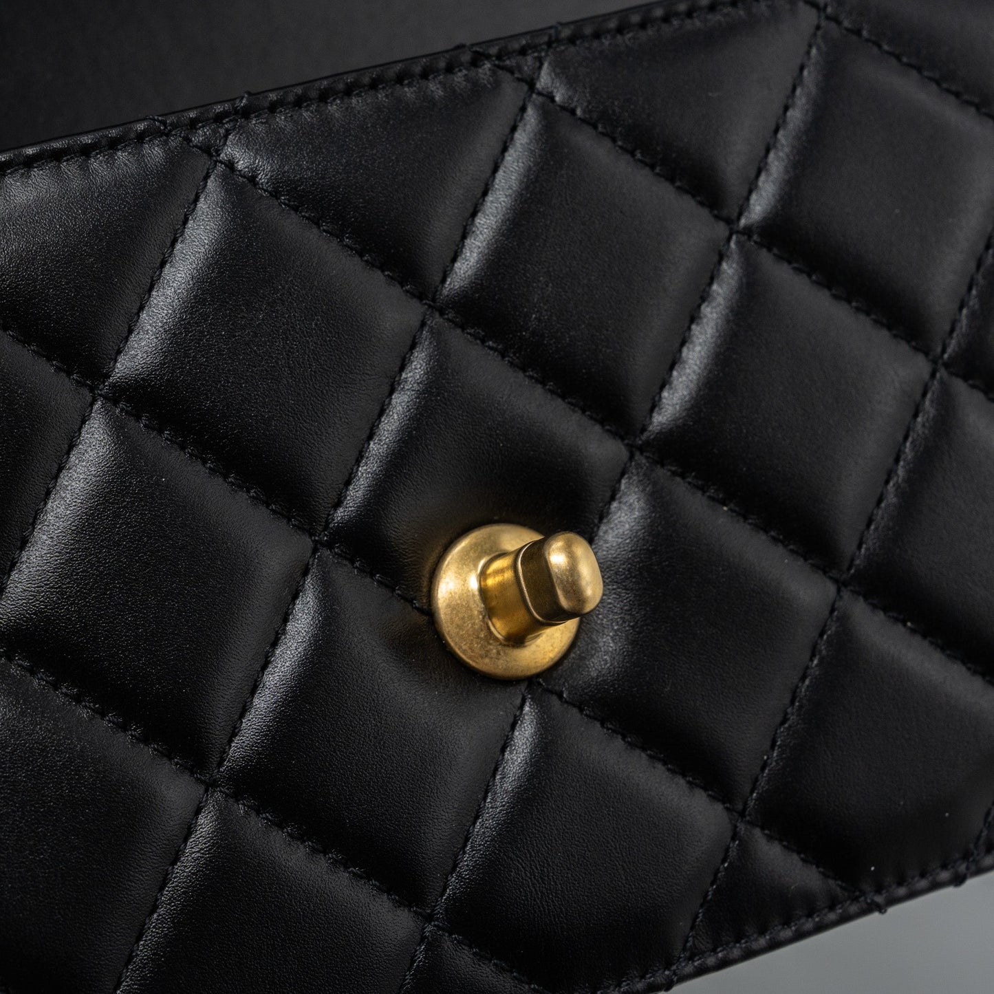 Chanel 24C gold crush mini flap bag calfskin black  (microchip)