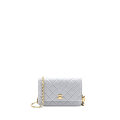 Chanel Pearl Crush Wallet on Chain Lambskin Light Grey  (Microchip)