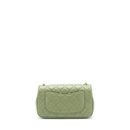 Chanel Pear Crush Mini Rectangular Flap Bag 21B Lambskin Green