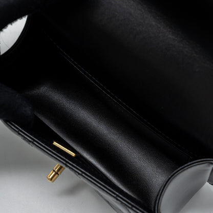 Chanel 24C gold crush mini flap bag calfskin black  (microchip)