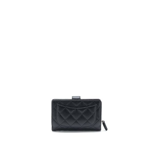 Chanel Compact Zipper Wallet Caviar Black