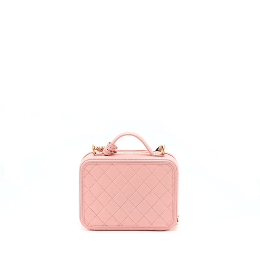 Chanel Filigree Vanity Case Caviar Pink