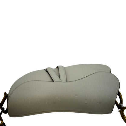 CHRISTIAN DIOR Saddle Grained Calfskin Leather Shoulder Bag Beige