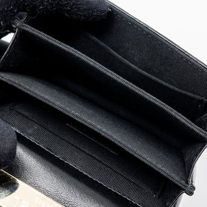 chanel top handle mini flap bag with chain lambskin black L (microchip)