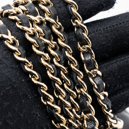 chanel top handle mini flap bag with chain lambskin black L (microchip)
