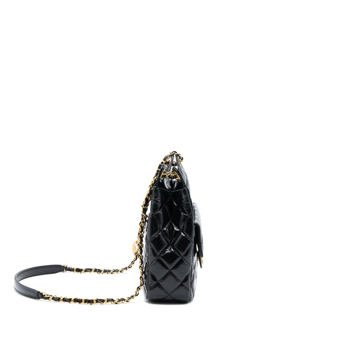Chanel 23C Hobo Bag Shiny Calfskin Black Brushed (Microchip)