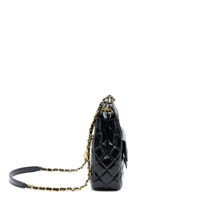 Chanel 23C Hobo Bag Shiny Calfskin Black Brushed (Microchip)