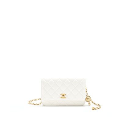 Chanel Pearl Crush Wallet On Chain Lambskin White