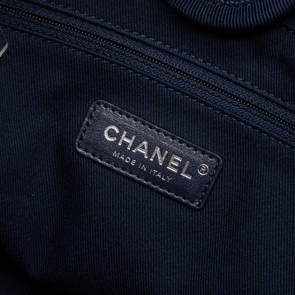 Chanel Deauville Tote Bag Canvas Navy  (microchip)