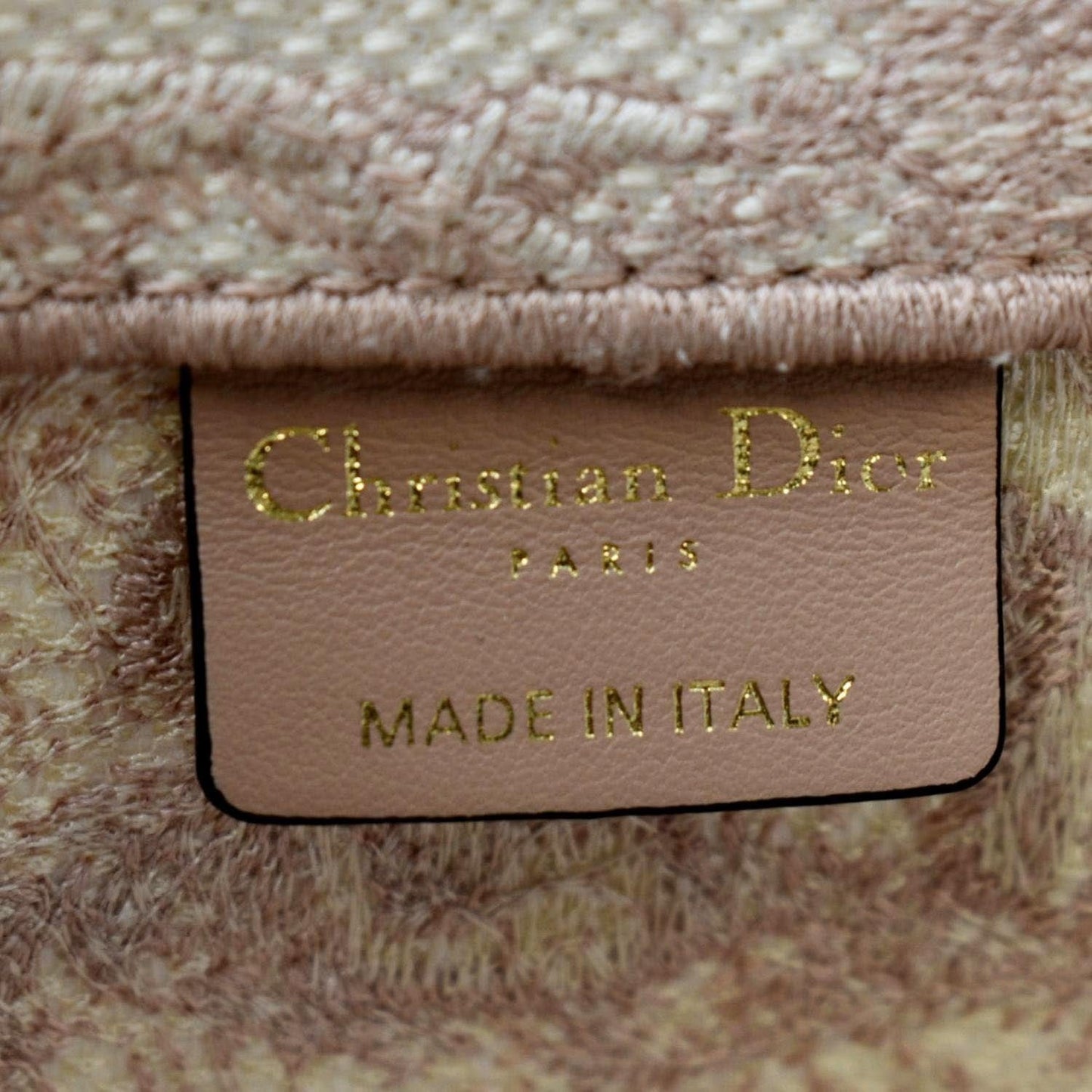CHRISTIAN DIOR Book Toile de Jouy Motif Embroidery Canvas Tote Bag Pink