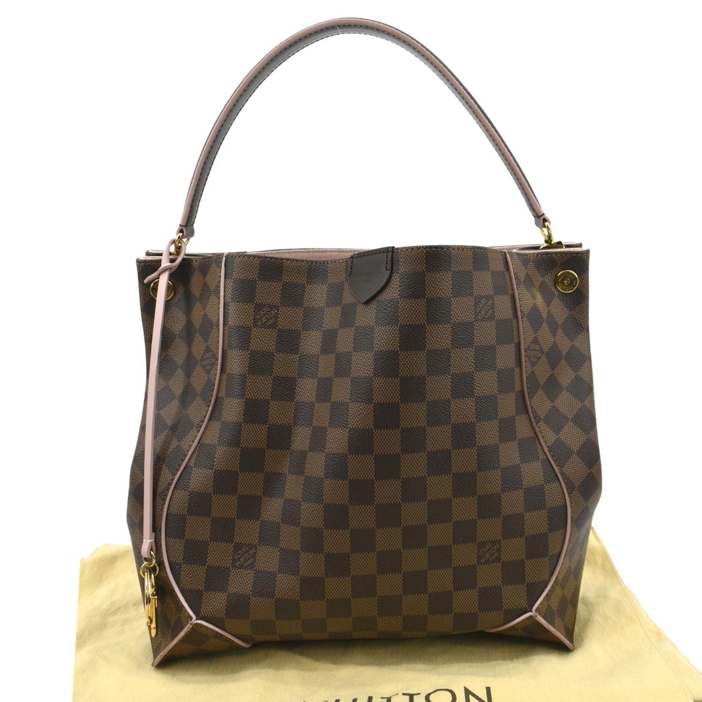 LOUIS VUITTON Caissa Damier Ebene Hobo Bag Rose Ballerine