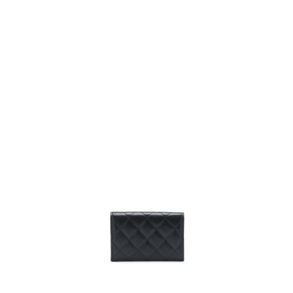 Chanel 22S Detailed Logo Mini Flap Card Holder Caviar Black L