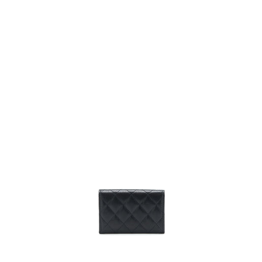 Chanel 22S Detailed Logo Mini Flap Card Holder Caviar Black L