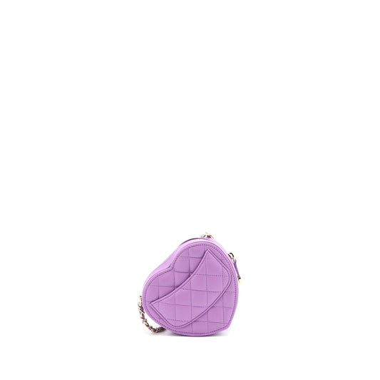 Chanel Small Heart Bag Lambskin Purple L