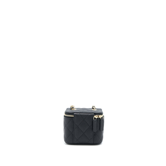 Chanel 23C Mini Vanity With Chain Caviar Black L
