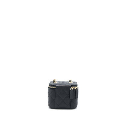 Chanel 23C Mini Vanity With Chain Caviar Black L
