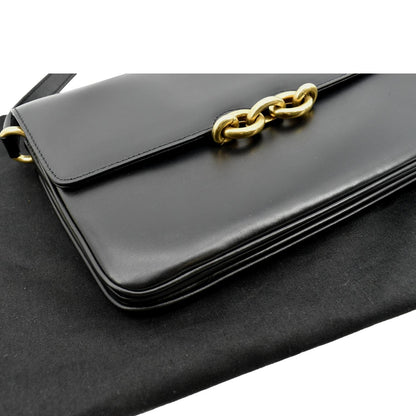 YVES SAINT LAURENT Le Maillon Smooth Leather Shoulder Bag Black