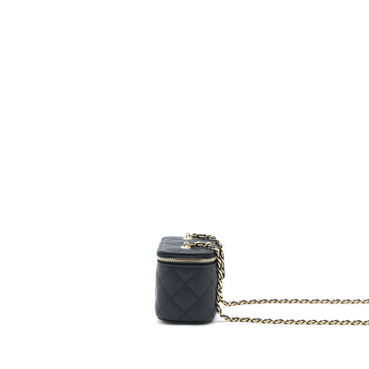 Chanel 23C Mini Vanity With Chain Caviar Black L