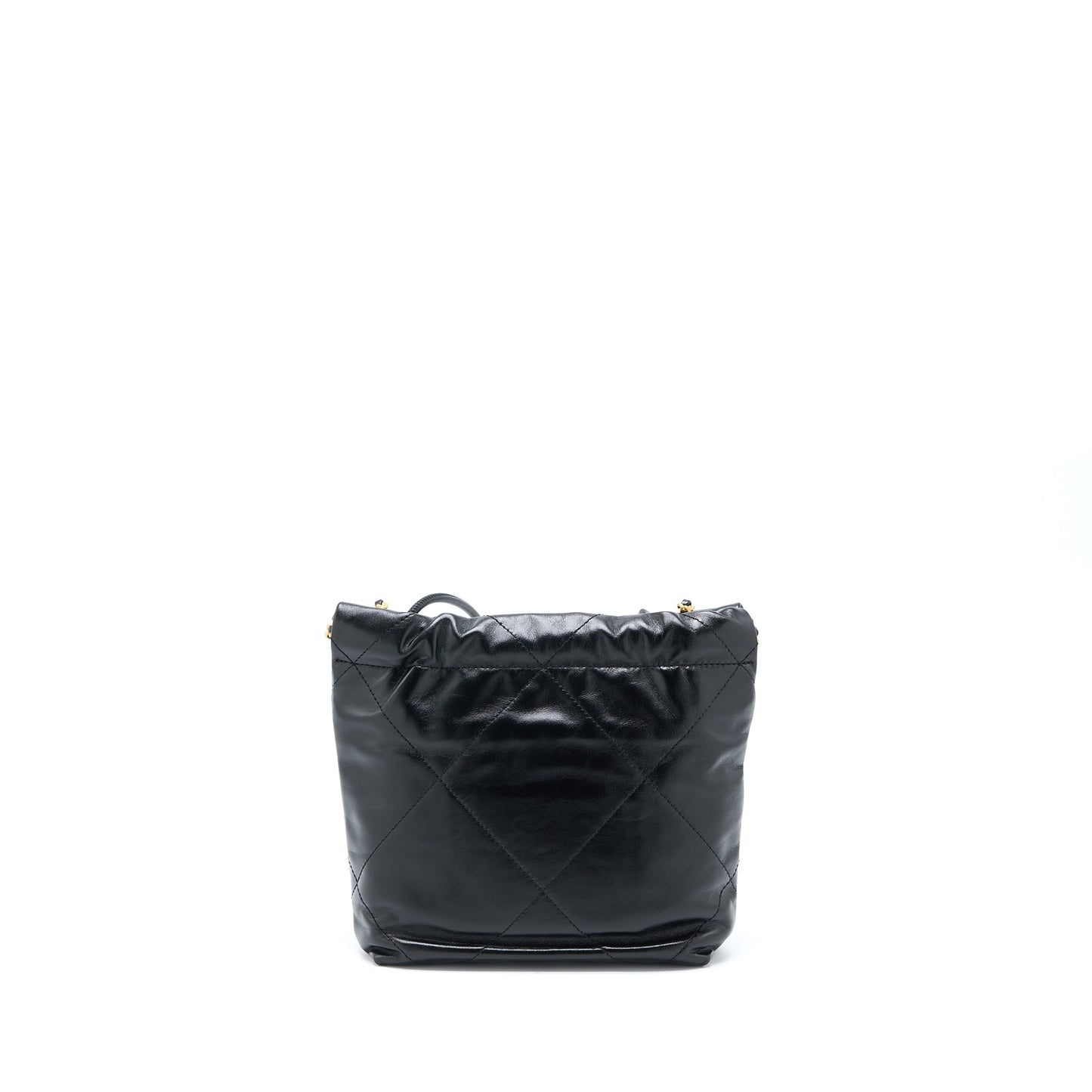 Chanel Mini 22 Bag Shiny Calfskin Black Brushed  (Microchip)